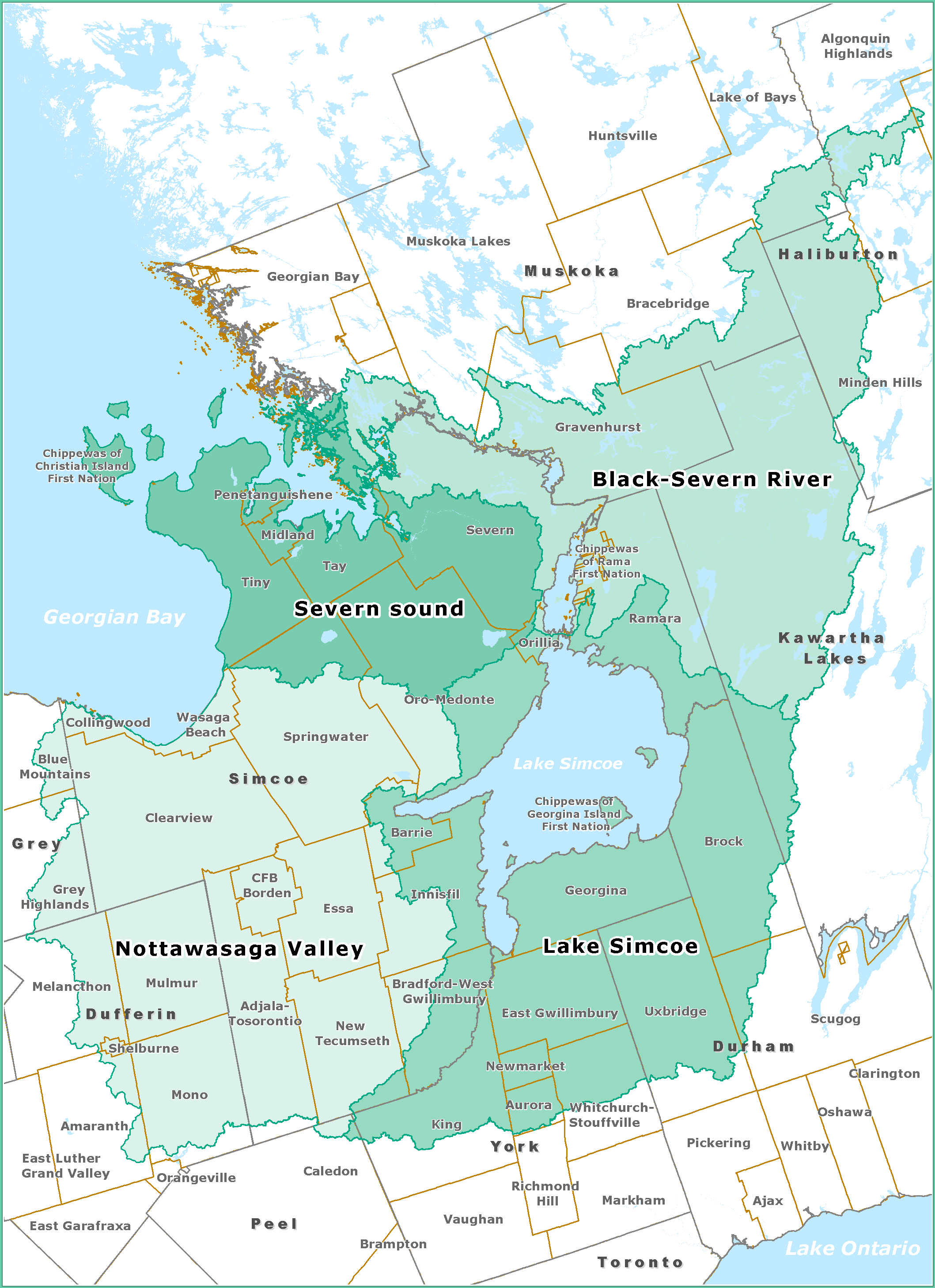 Map of the South Georgian Bay Lake Simcoe Source Protection Region